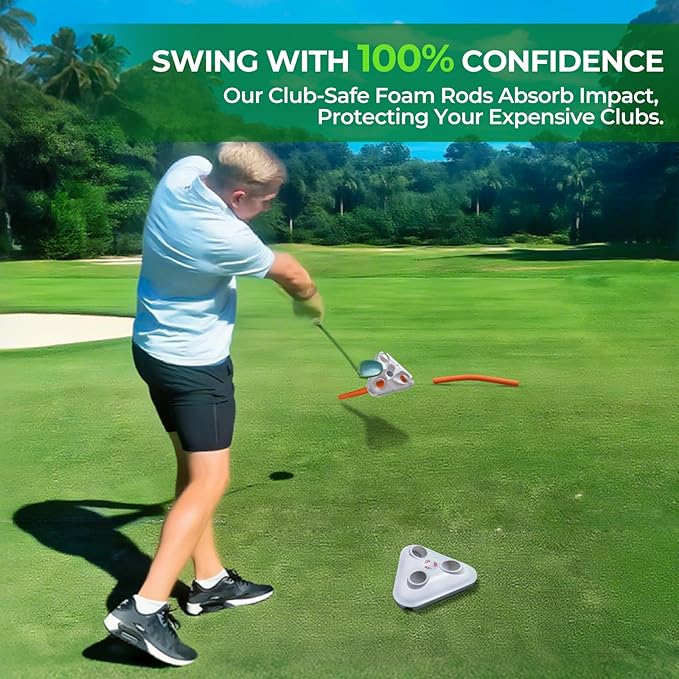 Golf Swing Training Aid - Alignment Discs & Rods | Corrects Setup, Posture, Swing Plane & Path to Fix Slice and Hook | Achieve Consistent Contact, Increase Distance & Accuracy
