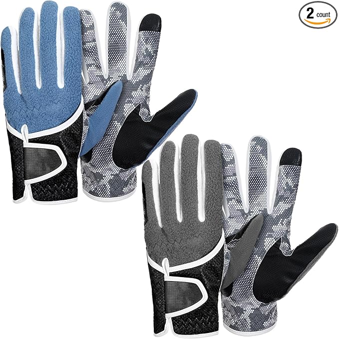 Geyoga 2 Pairs Winter Golf Gloves for Men Cold Weather Rain Golf Glove Large Adjustable Windproof Waterproof Thermal Fleece Gloves for Winter Golfing