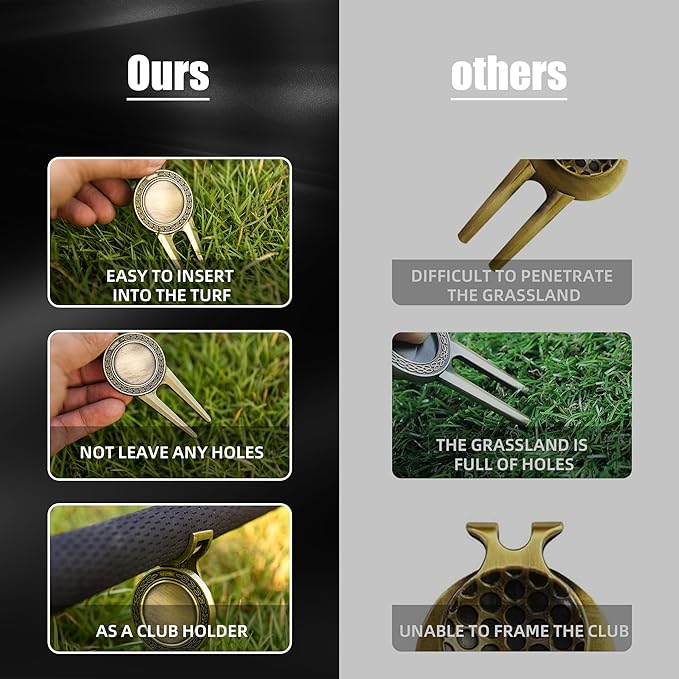 Mile High Life Golf Divot Repair Tool with Magnetic Golf Ball Marker, Golf Club Holder, Golf Gift for Golfer