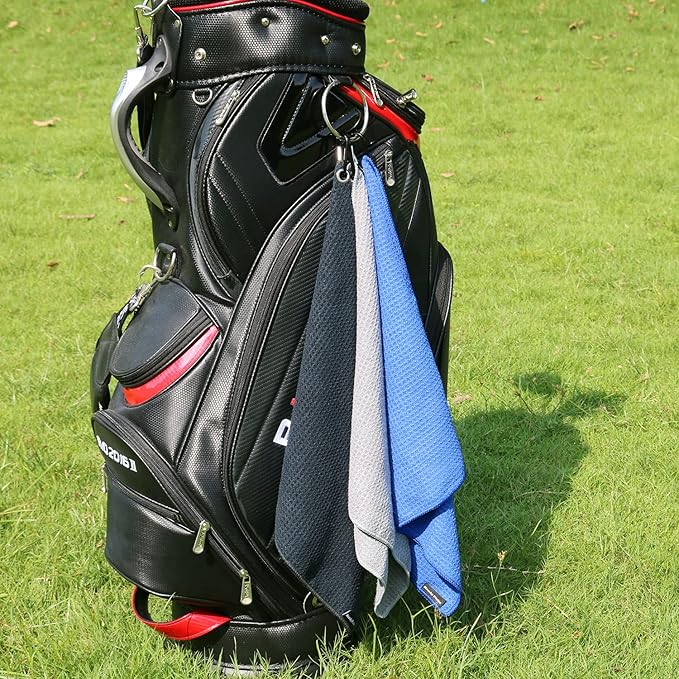 Handy Picks Microfiber Golf Towel (16" X 16") with Carabiner Clip, Waffle Pattern Golf Towel Hook and Loop Fastener - The Convenient Golf Cleaning Towel