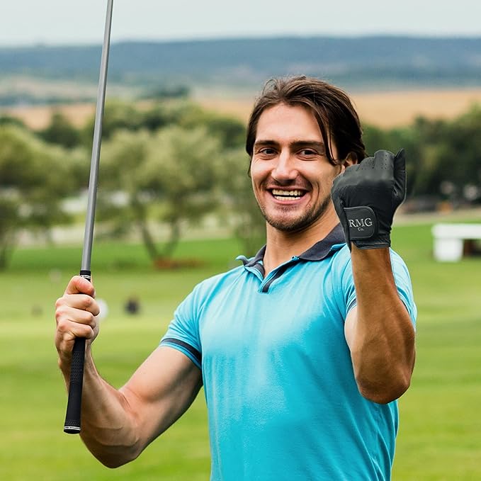 Premium Leather Black Golf Glove for Men | Available in Left and Right Hand