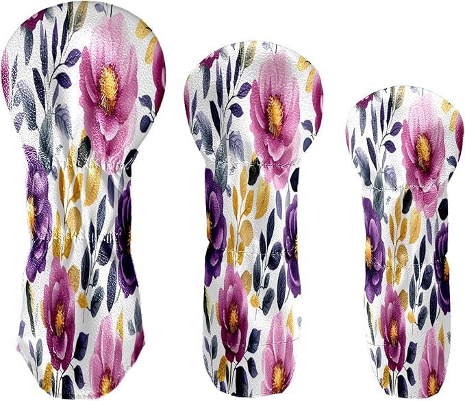 Funny Butterfly Colorful Golf Head Covers for Driver, Fairway, Hybrid & 3 Wood Premium PU Leather with Soft Velvet Lining Waterproof & Scratch-Resistant Unique Golf Gift for Men & Women