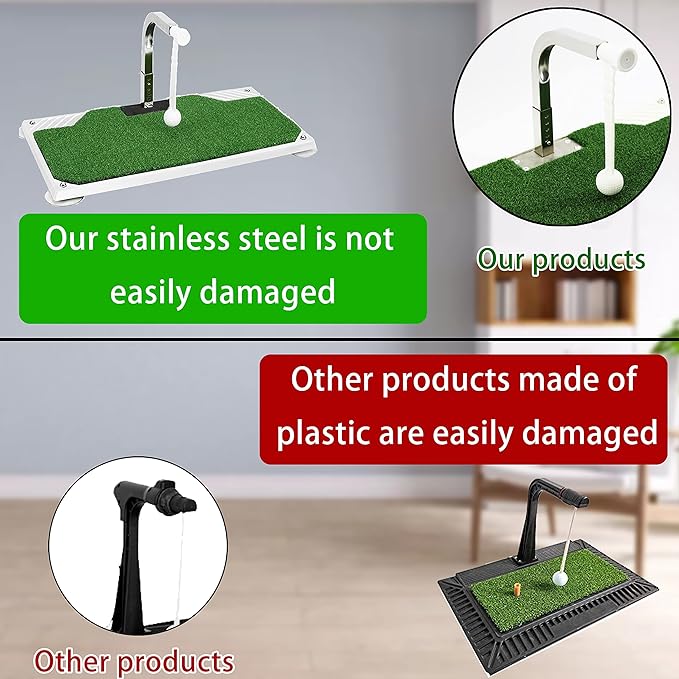 Golf Swing Trainer - Golf Training Equipment with 5 Height Adjustments - Iron and Club Practice Simulator in Home & Indoor - Portable Golf Swing Practice Mat, True Impact