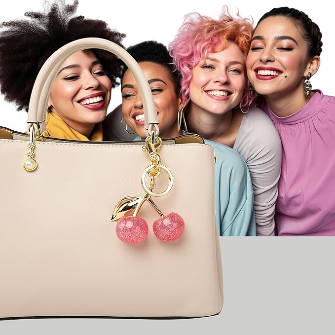 Cherry Bag Charm Purse Handbag Charm Cherry Car Accessories KeyChain Gift for Women Mothers Day Christmas Valentine