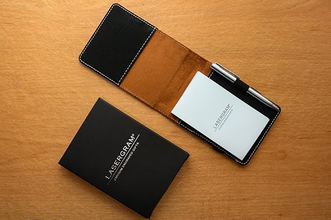 LaserGram Mini Padfolio with Notepad and Pen, Golfer Golfing, Personalized Engraving Included (Black with Gold)