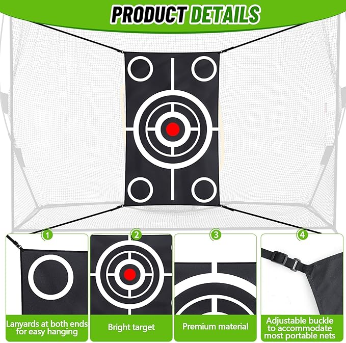 Golf Target Cloth for Net Replacement Golf Hitting Net Target with 4 Straps for Practice Training Aids Indoor Outdoor Use