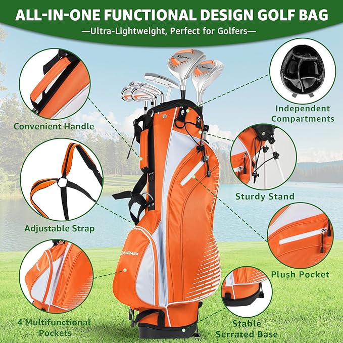 8 Pieces Complete Golf Club Set for Men Left or Right Handed – Mens Golf Clubs Full Set with Fairway Wood, Hybrid, Irons, Putter & Lightweight Bag – Beginner Friendly, Best Value, Distance & Accuracy
