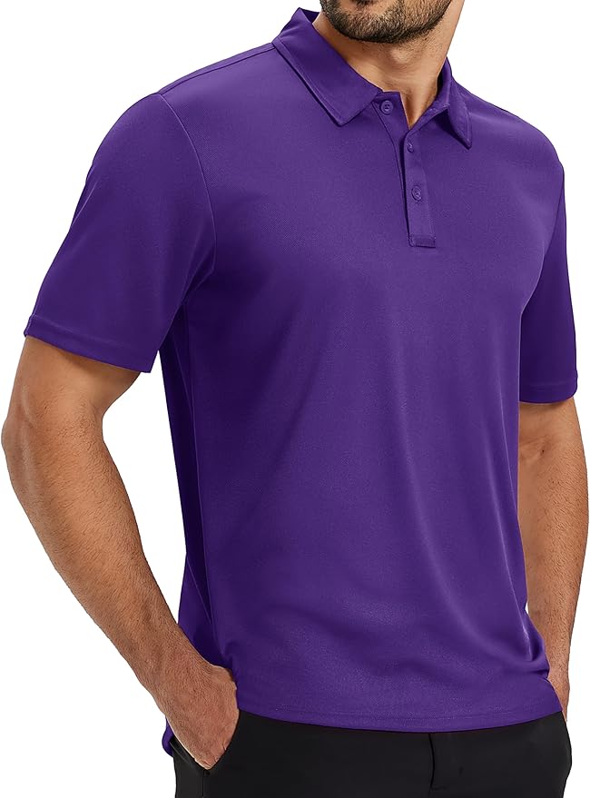 TACVASEN Mens Polo Shirts Short Sleeve Dry Fit Performance Breathable Golf Shirt with Collar Tennis Casual Business Work