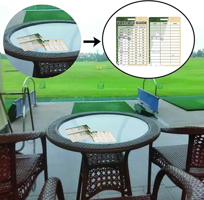 2pcs Golfers Quick Reference Distance Card Golf Club Range Estimation Cheat Sheet Card Golf Club Distance Golf Yardage Guide for Seasoned Golfers, Average, Beginners