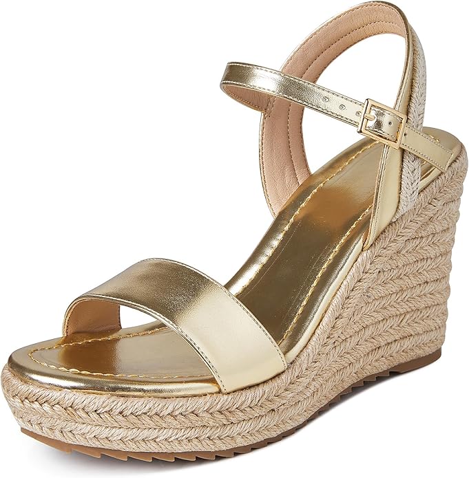 mikarka Women's Espadrille Wedge Sandals: Ankle Strap Platform Open Toe Wedges - Stylish High Heel Dressy Summer Wedges for Women, Inspired by Espadrilles