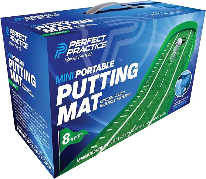Perfect Practice Golf Putting Mat - Portable Putting Green, Indoor & Outdoor Practice, with Ball Return - Golf Training Aid for Home, Office, Backyard - Golfing Gifts for Men