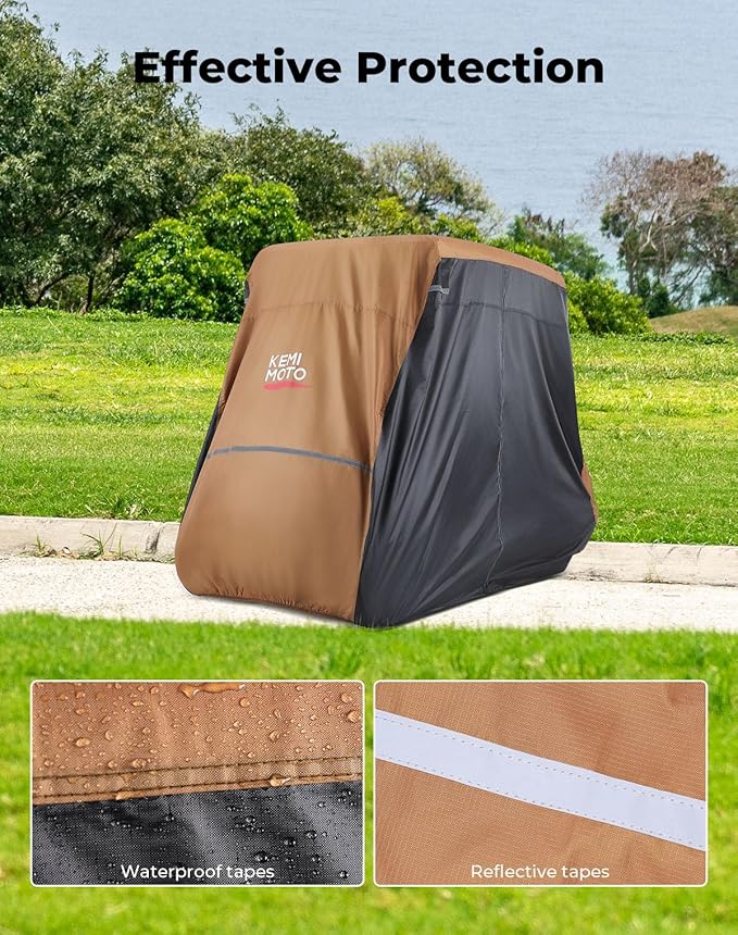 KEMIMOTO Golf Cart Cover, 2/2+2/4/4+2/6/6+2/8 Passenger Heavy Duty Golf Cart Rain Covers with Storage Bag Universal Compatible with EZGO Club Car