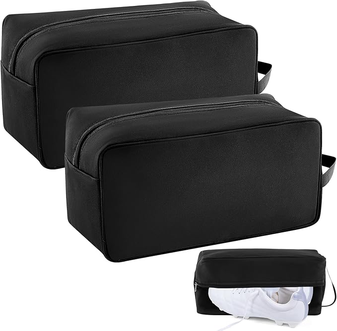 2 Pack Smell Proof Shoe Cleat Bag for Travel Odor Absorbing Water Resistant Soccer Golf Shoe Storage Organizer Pouch with Zipper for Gym Sports Travel Work