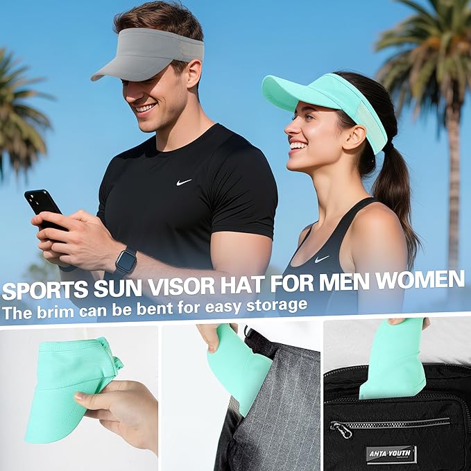 HH HOFNEN Sports Sun Visor Cooling Lightweight Stretchy Packable Running Golf Visor Hat for Men Women