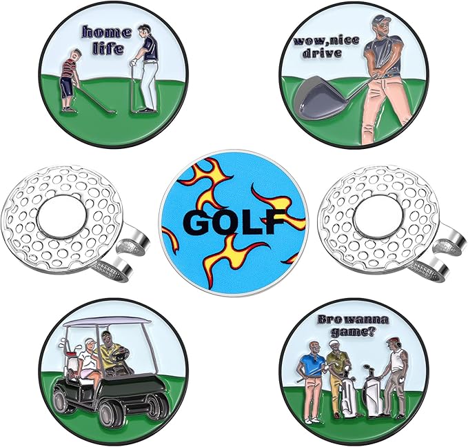 Magnetic Golf Ball Marker Clips, Funny Golf Ball Markers with Magnetic Clip, Enamel Golf Ball Markers Hat Clip Magnet for Men Women Golfer Gifts
