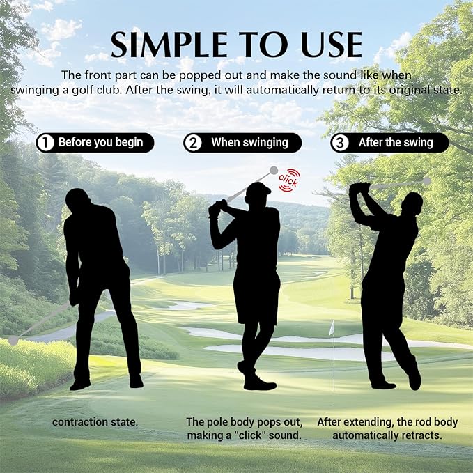 Golf Swing Trainer & Golf Grip Trainer – Retractable Golf Training Aid with Click Feedback for Tempo, Strength & Accuracy | Portable Golf Training Grip Tool for Indoor & Outdoor Practice