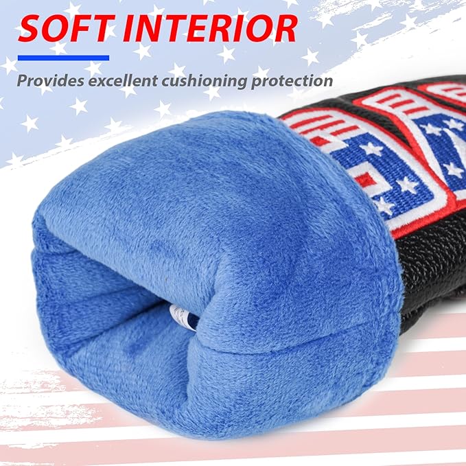 Craftsman Golf Headcover Set for Driver 3 5 Fairway Wood Hybrid Golf Club Head Cover, USA Flag Old Glory Design Golf Club Covers,Interchangeable Number Tag Offered
