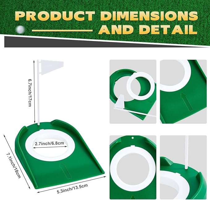 Sotiff Golf Putting Practice Cup Hole Training Aids Golf Accessories Training Putters with Plastic Flag for Adult Green Office Garage Yard Indoor Outdoor Practice(White)