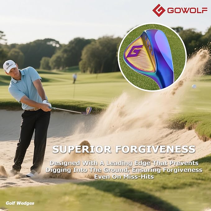 Gowolf Premium Forged Full Face Golf Wedges 50/52/54/56/58/60/69 Degree Individual or Set for Men, Right Hand Gap Wedge Sand Wedge Lob Wedge, Golf Clubs CNC Milled Face for More Spin - Great Golf Gift