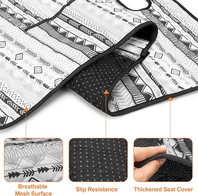 Golf Cart Seat Covers, Universal Golf Cart Seat Towel Blanket with 4 Front Pockets & Nonskid Bottom Fits for EZGO, Yamaha, Club Car and More 2 Person Seats Golf Carts