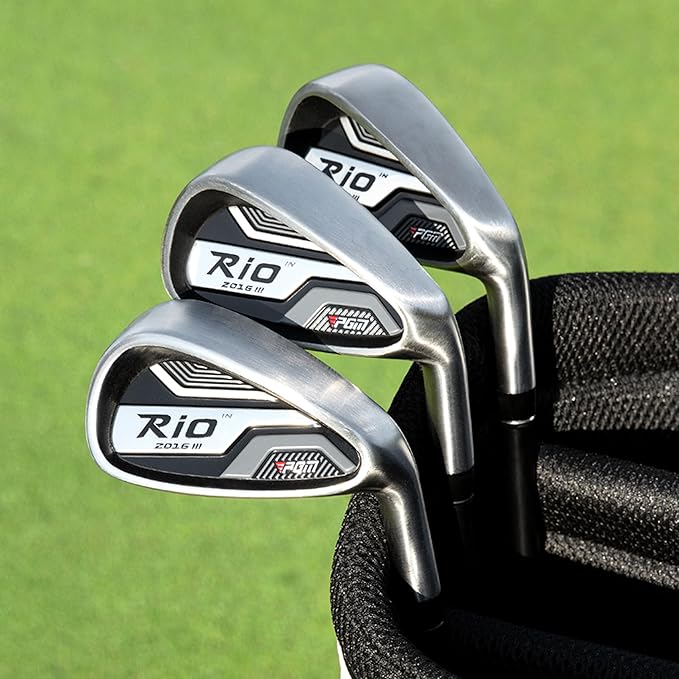 PGM Rio 2016 III Men's Golf Irons Set - 5,6,7,8,9,P - Graptlite Shaft R-Flex - Right Handed - Premium Forged Cavity Back Design for Distance & Forgiveness