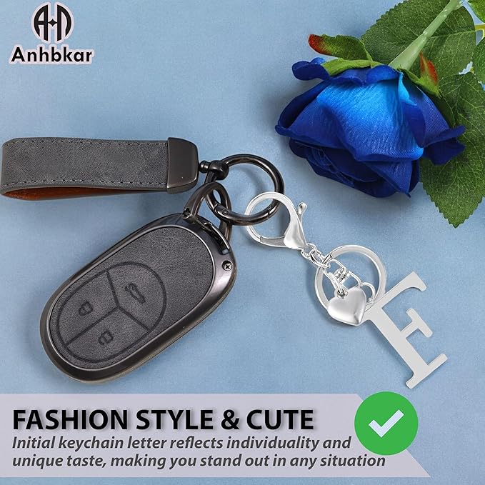 Metal Heart Alphabet Keychain for Women, Girls - Cute Initial Letter Accessories for Purse, Bag Charms and Backpack
