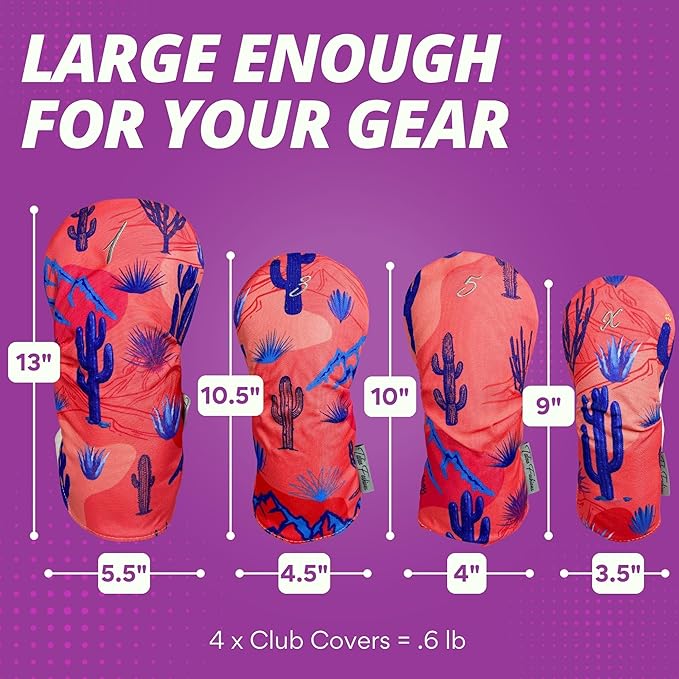 Taboo Fashions Designer Resort Golf Club Covers for Women - Numbered Golf Headcovers Set for Driver, Woods & Hybrid - Weather/Moisture Resistant Protection, Pack of 4