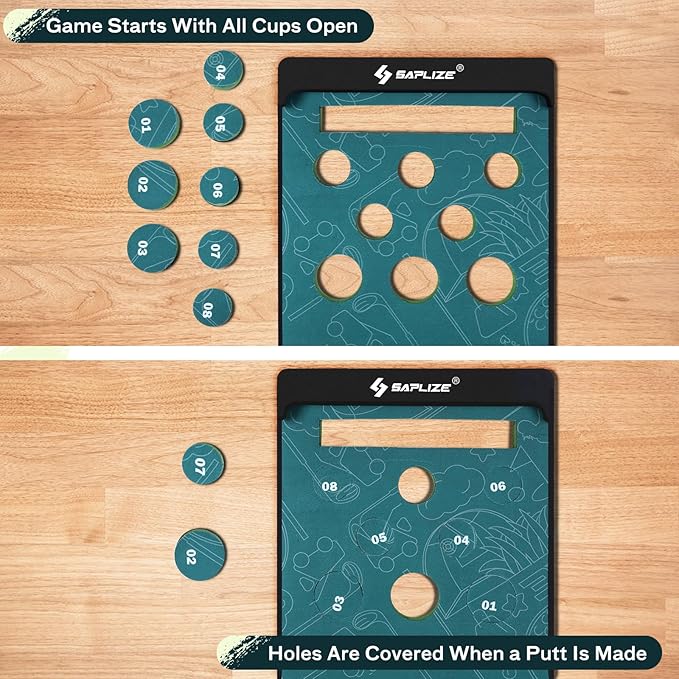 SAPLIZE Golf Putting Mat/Putting Green Mat - Adjustable Slope, Trajectory Tracking, Automatic Ball Return & Pong Game Modes |Portable Practice Green for Home, Office, Indoor & Outdoor