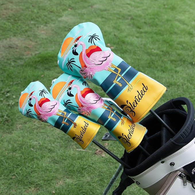 Golf Club Covers Flamingos Driver Cover Fariway Wood Headcover Hybrid Head Cover Leather Golf Headcover Fit All Brand