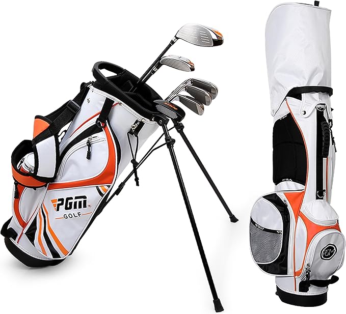 PGM Golf Club Set - 9 Pieces Junior Complete Golf Club Set for Kids Children - Right Handed - Driver(#1), Hybrid, Iron(#7,#9,#S), Putter, Golf Stand Bag
