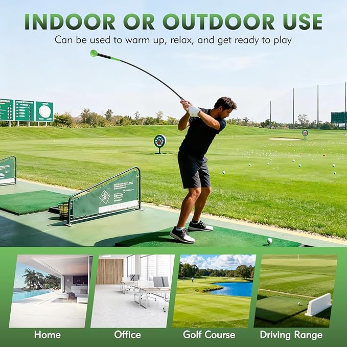 GYMAX Golf Swing Trainer, Warm-Up Stick with Grip Trainer for Rhythm, Balance, Tempo & Strength, Right Handed Swing Speed Training Aid, Weighted Golf Club for Indoor Practice