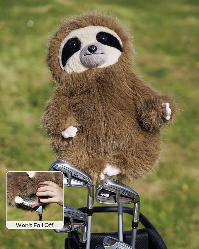Big Teeth Funny Plush Driver Headcover Animal, Groundhog Gopher Penguin Driver Head Cover for 460cc Club, Sloth Leprechaun Crocodile Golf Head Covers for Woods and Driver Protector