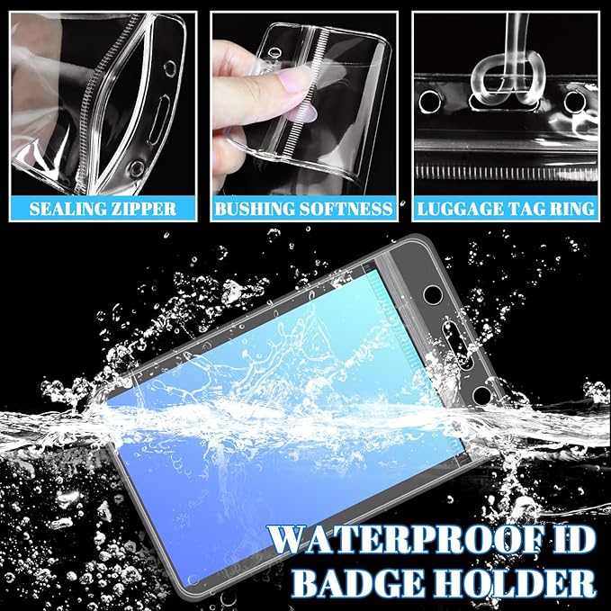 200-Piece Set of Clear Plastic Luggage and Badge Tag Holders, Ideal for ID Cards - Comes with 200 Matching Luggage Tag Loop Straps, Perfect Office, Business, and Travel Supplies
