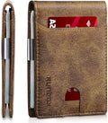 RUNBOX Money Clip Wallets for Men,Slim Leather Mens Bifold Wallet,RFID Blocking Front Pocket Wallet,Thin Credit Card Holder with Gift Box