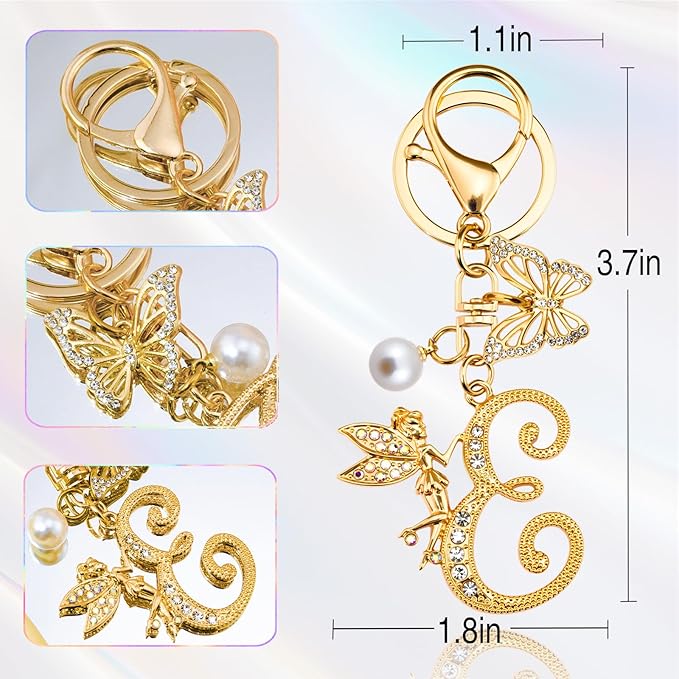 Initial Keychain Bag Charm Women Purse Charms for Handbags Accessories Charm for Wallet Butterfly Pendant for Girls