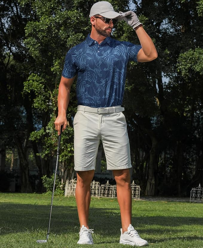 zeetoo Men's Polo Shirts Hawaiian Golf Polos Shirts Short Sleeve Performance Moisture Wicking Mens Golf Shirts