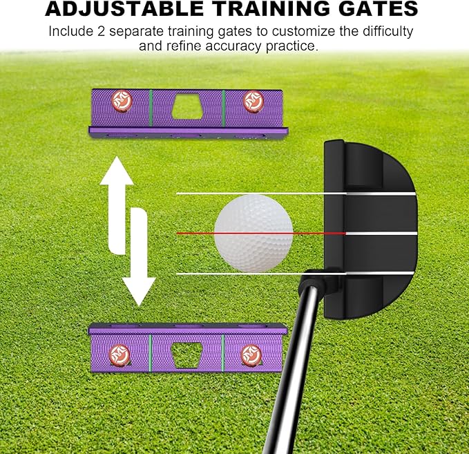 MAZEL Golf Alignment Putting Training Aids - Golf Putting Path Tool for Consistency & Accuracy - Include Putting Gates,Ring & Golf Tees