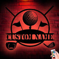 Custom Golf Metal Sign Wall Art, LED Lights Home Decor for Golf Lovers, Personalized Gift for Dad, Unique Hanging Decor for Man Cave or Office, Durable and Eye-Catching Design