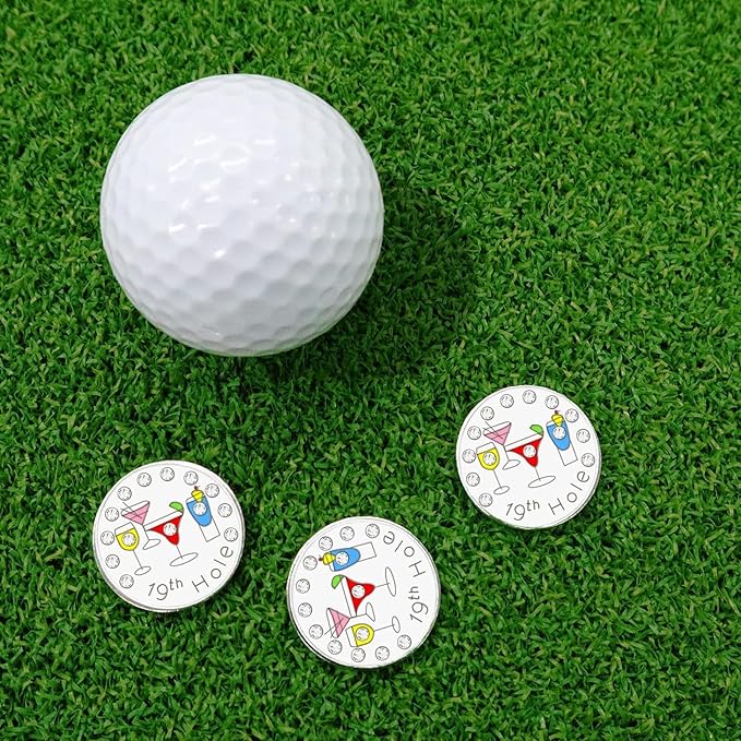 FINGER TEN Golf Ball Marker with Hat Clip Markers Assorted Patterns Value Gift Set Mark Golf Divot Tool Accessories for Men Women Kids
