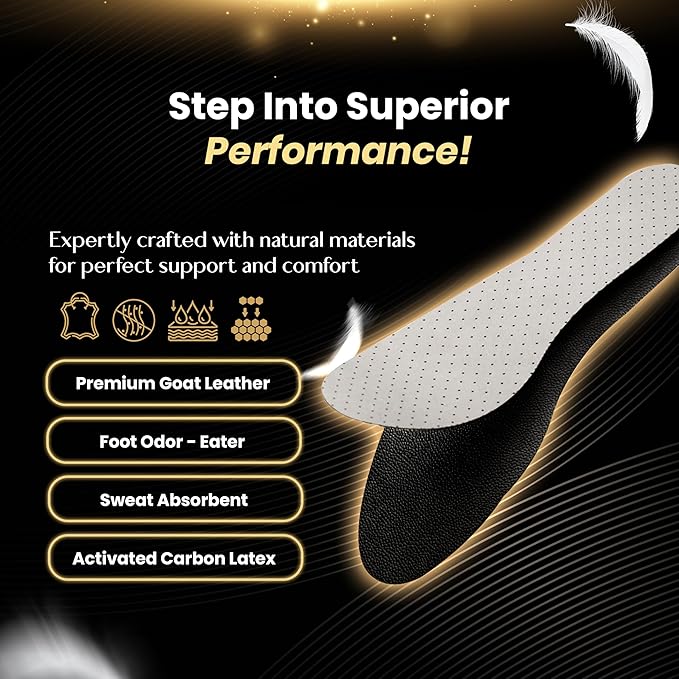 HANDARTE Premium Leather Shoe Insoles | Thin Shoe Inserts for Women | Dress Shoe Insoles - Durable - 100% Natural Goatskin & Anti Sweat - Suitable for No-Socks (US W7 | EU38)