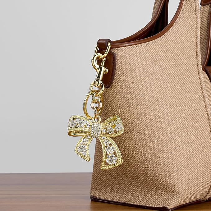 Sparkly Bow Bag Charm Rhinestone Bow Purse Charms Bows Keychain Women Bag Charm for Handbag
