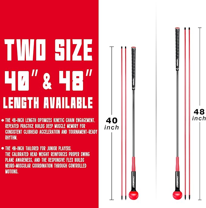 CHAMPKEY Professional Golf Swing Trainer with Customizable Size Grip - Come with 2 Golf Alignment Sticks - Choose Grip Size and Swing Training Aid Length
