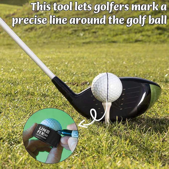 LineFix360 (Black) Golf Ball Alignment Marker – Precision 360° Line Tool for Enhanced Putting Accuracy