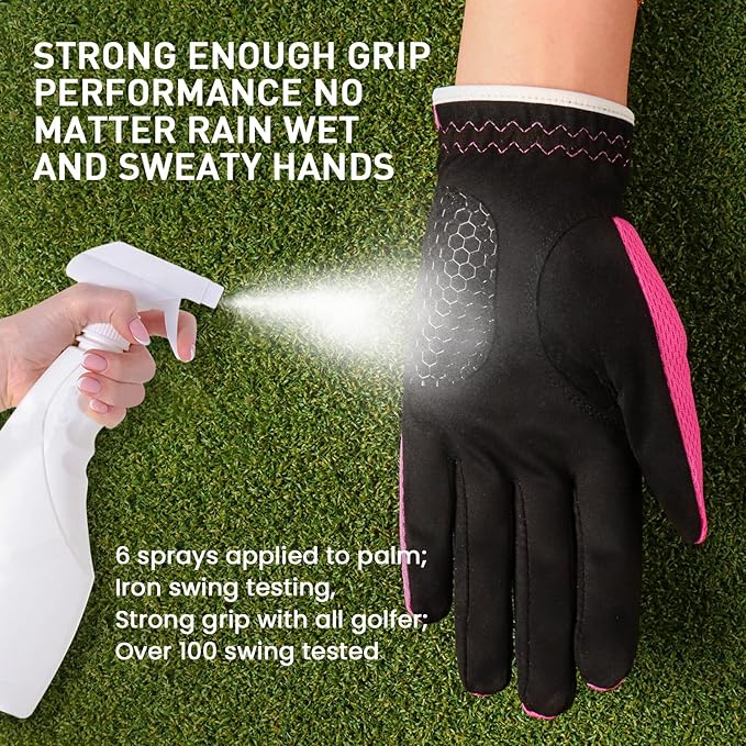 FINGER TEN Womens Golf Glove Right Handed Golfer Left Hand 1 Pack Golf Gloves Rain Grip Hot Wet All Weather Mesh for Women Girls Ladies Small Medium Large