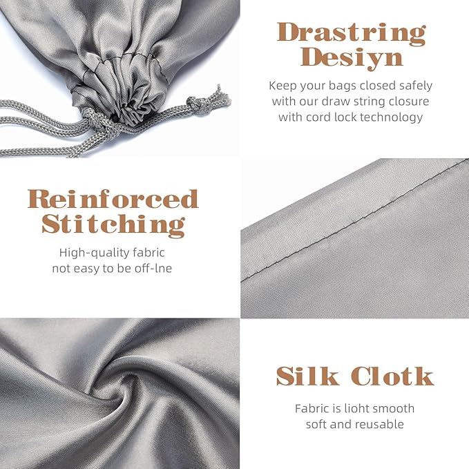 Shoe Dust Bags - 8 Pack Shoe Bags for Travel Satin Fabric with Drawstring Closure,Washable Breathable Cotton Fabric Cloth,for Travel Protecting andStoring Shoes (Grey)