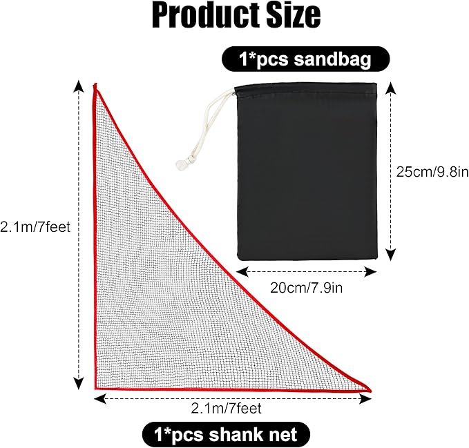 6-10ft 1/2PCS Nylon Shank Net Golf Accessory with 1 Sang Bag, Easy to Install Side Net for Golf Nets and Simulator Premium Sports Net Hitting Nets (Red/Black)