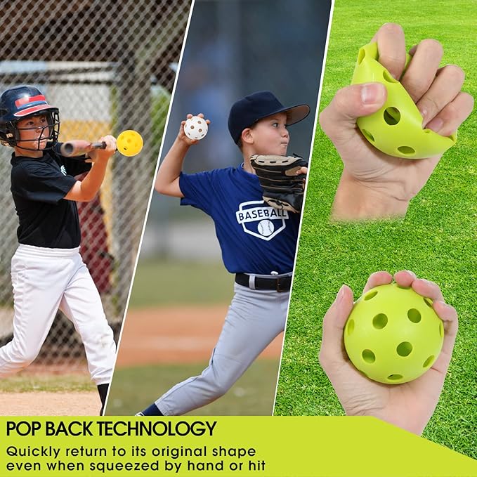 Avesfer Plastic Practice Baseballs 9 inch with Mesh Bag [Anti-Crack] Soft Training Baseball Balls Hitting Batting Indoor Outdoor Lightweight Hollow for Team Drills Coaching