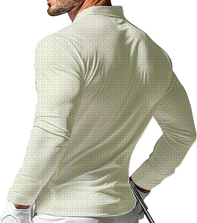 Men's Long Sleeve Golf Shirt Quick Dry 3 Button Work Fishing Outdoor Casual Collar Shirt