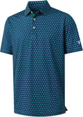 M MAELREG Mens Golf Shirt Short Sleeve Dry Fit Print Moisture Wicking Performance Patterns Collared Polo Shirt