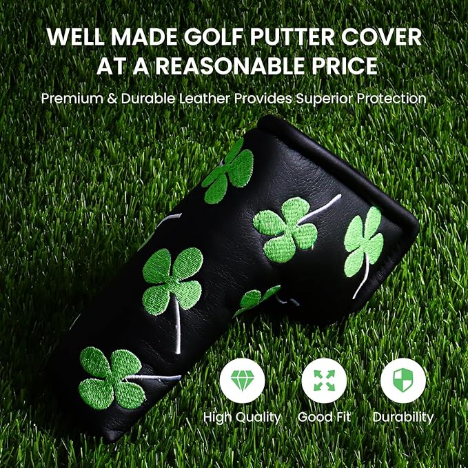 FINGER TEN Golf Blade Putter Cover Premium Synthetic Leather Stylish Design, Universal Headcover Waterproof Protection, Durable Headcovers Covers Fit Most Blade Putters for Men Women